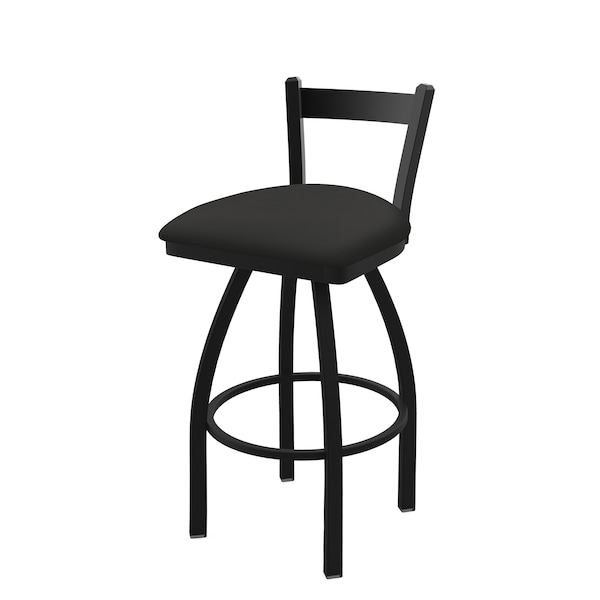 25" Low Back Swivel Counter Stool, Black Wrinkle, Canter Iron Seat